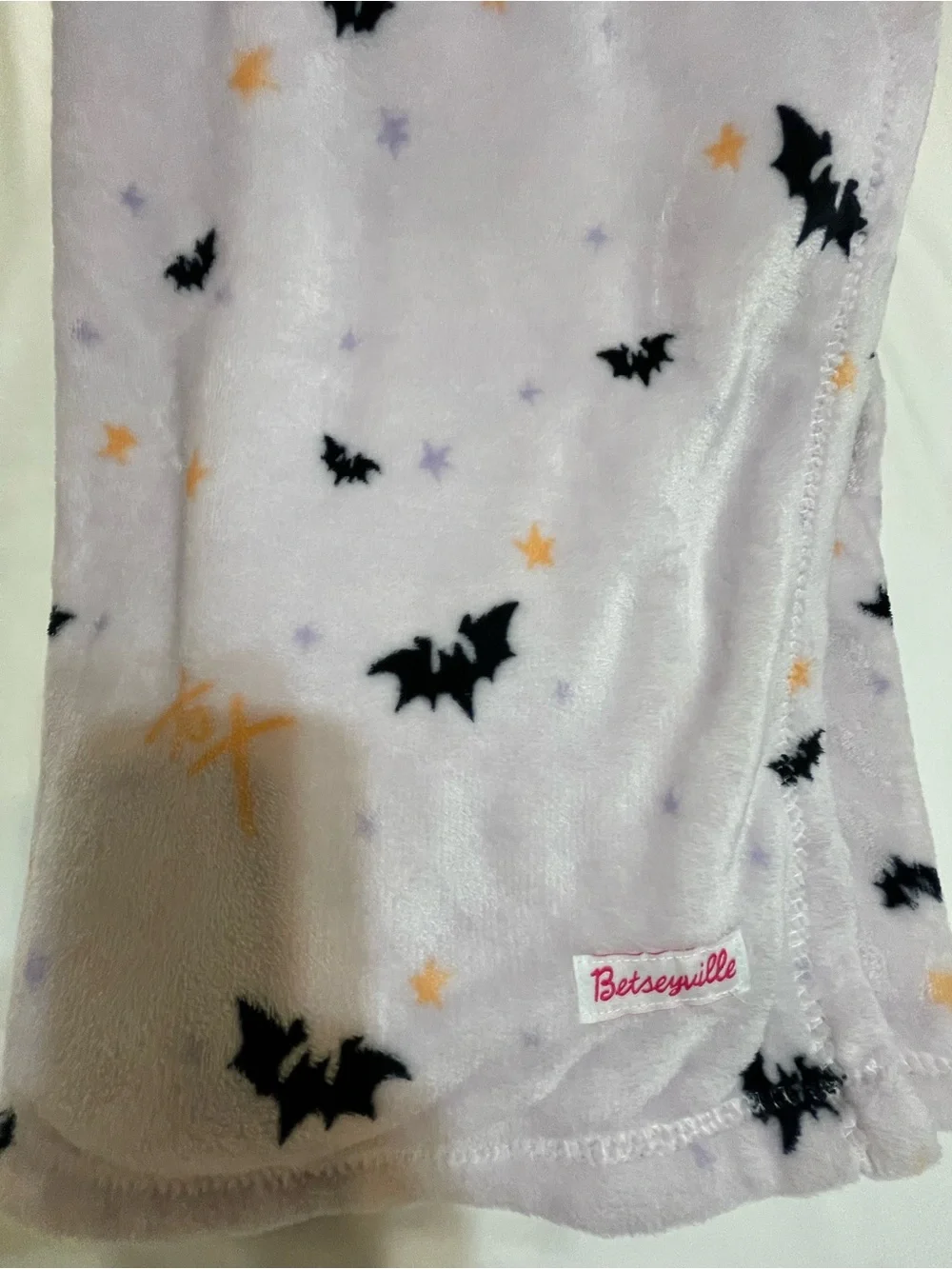 Lavender Bat & Star Plush  Blanket